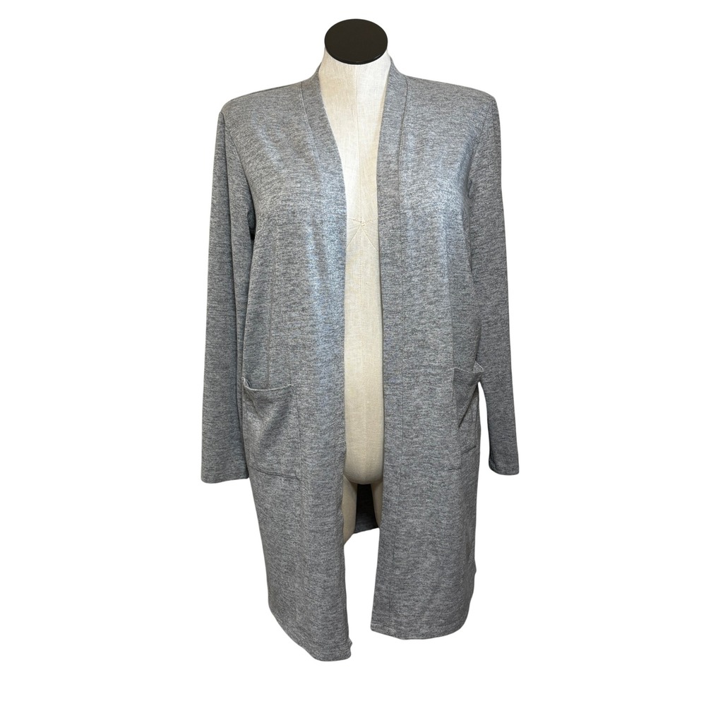 AVON Women's Gray Long Sleeve Open Front Cardigan Sweater Size L‎